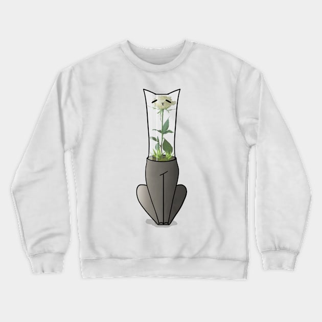 White Rose Vase Cat :: Canines and Felines Crewneck Sweatshirt by Platinumfrog